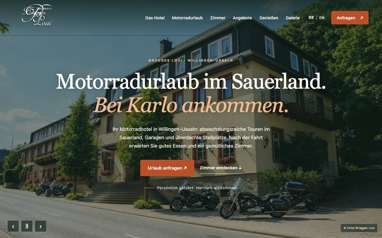 Vorschau der Webseite Motorrad-Urlaub Sauerland
