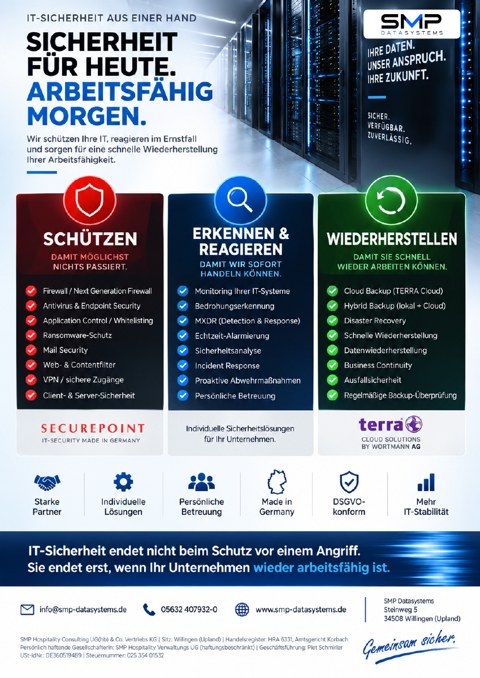 Vorschau des SMP DATASystems Flyers: Schützen, Erkennen und Reagieren, Wiederherstellen